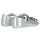 Baby Girls Silver Teddy Bear Pre Walker Shoes, 2, hi-res